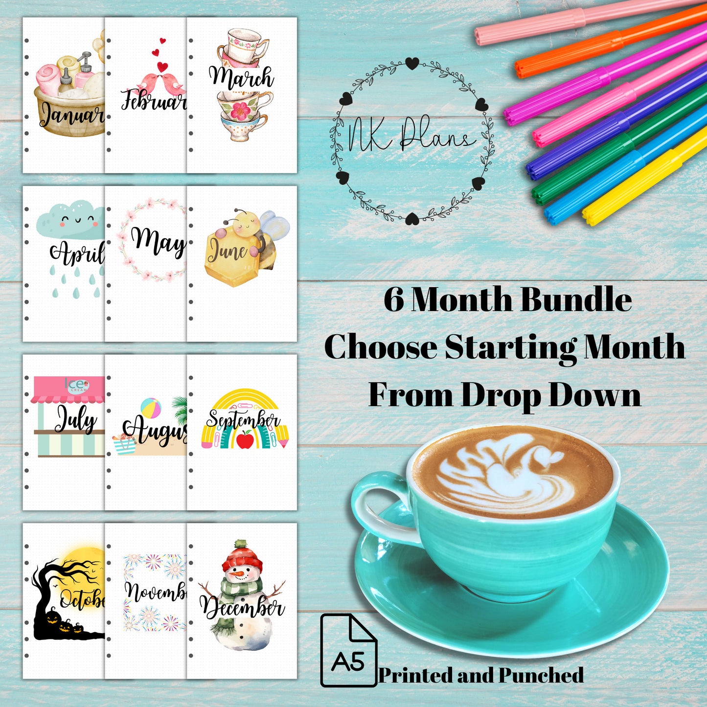 6 months of monthly planner inserts