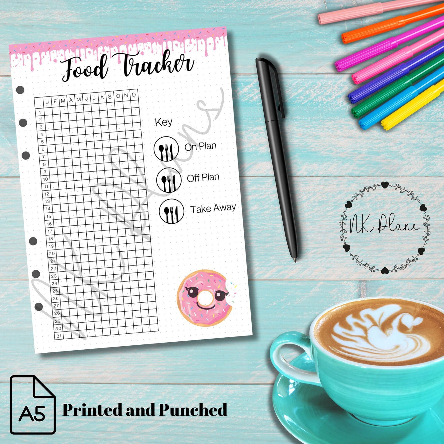 yearly food tracker planner inserts