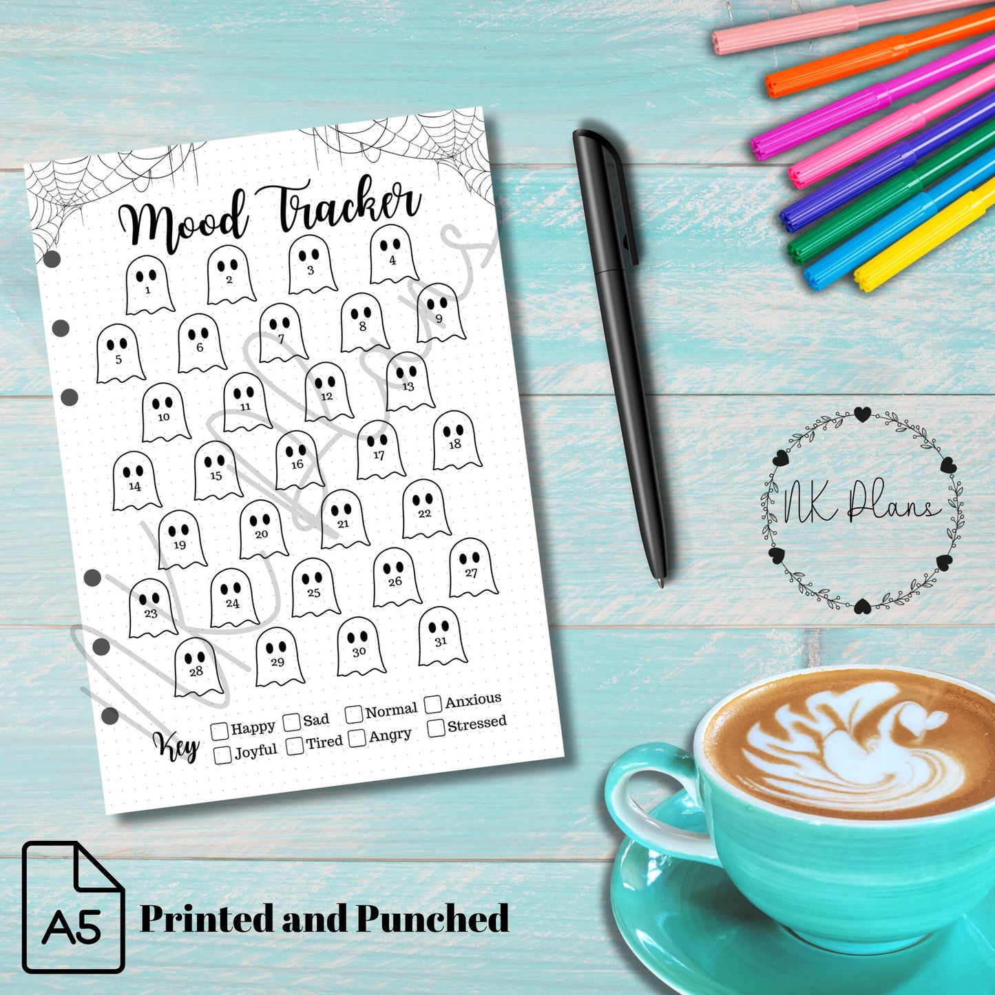 Monthly mood tracker a5 planner insert