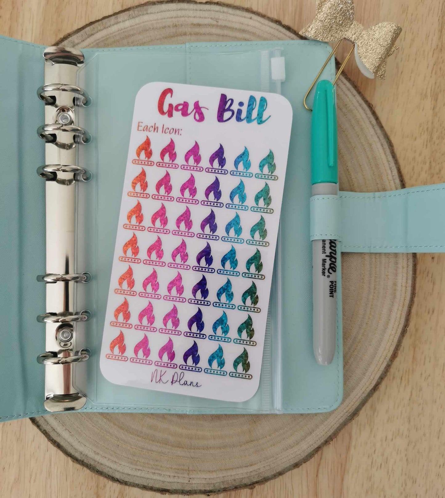 Gas Bill savings tracker. savings tracker, A6 savings tracker. budgeting.