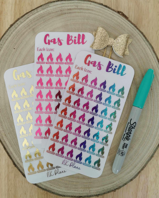 Gas Bill savings tracker. savings tracker, A6 savings tracker. budgeting.