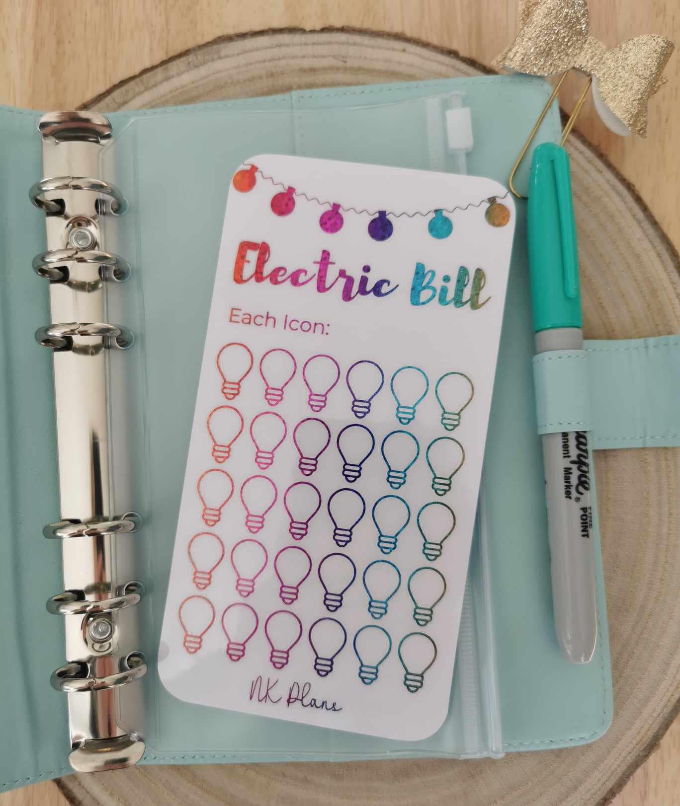 Electric Bill savings tracker. savings tracker, A6 savings tracker. budgeting.