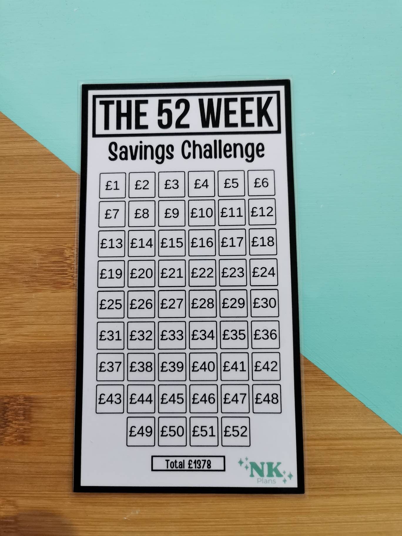 52 week savings tracker. savings tracker, A6 savings tracker. budgeting.