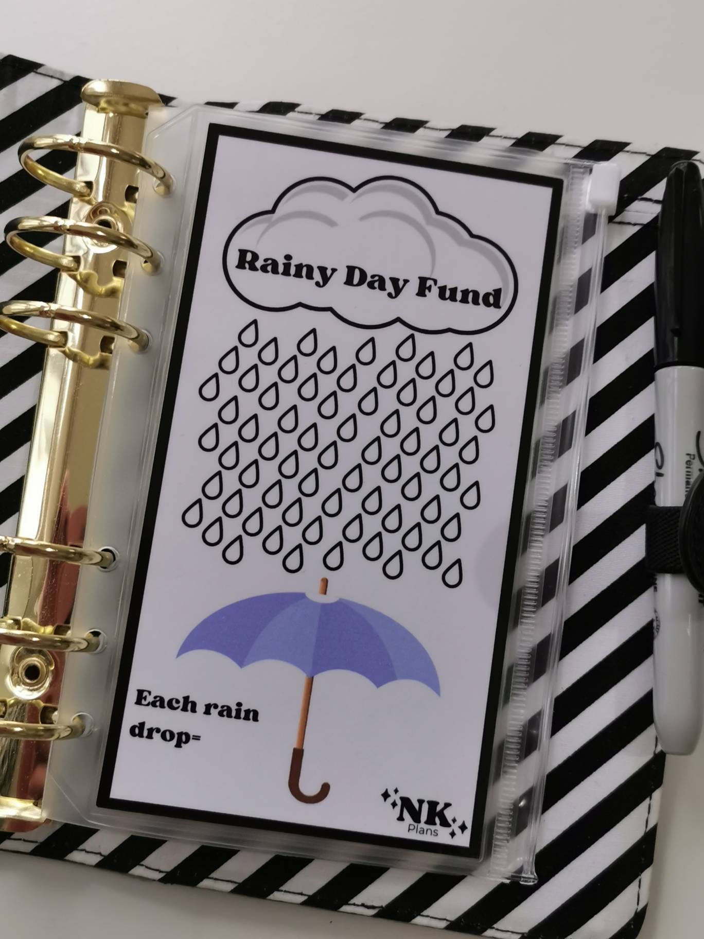 Rainy day savings tracker. savings tracker, budgeting.