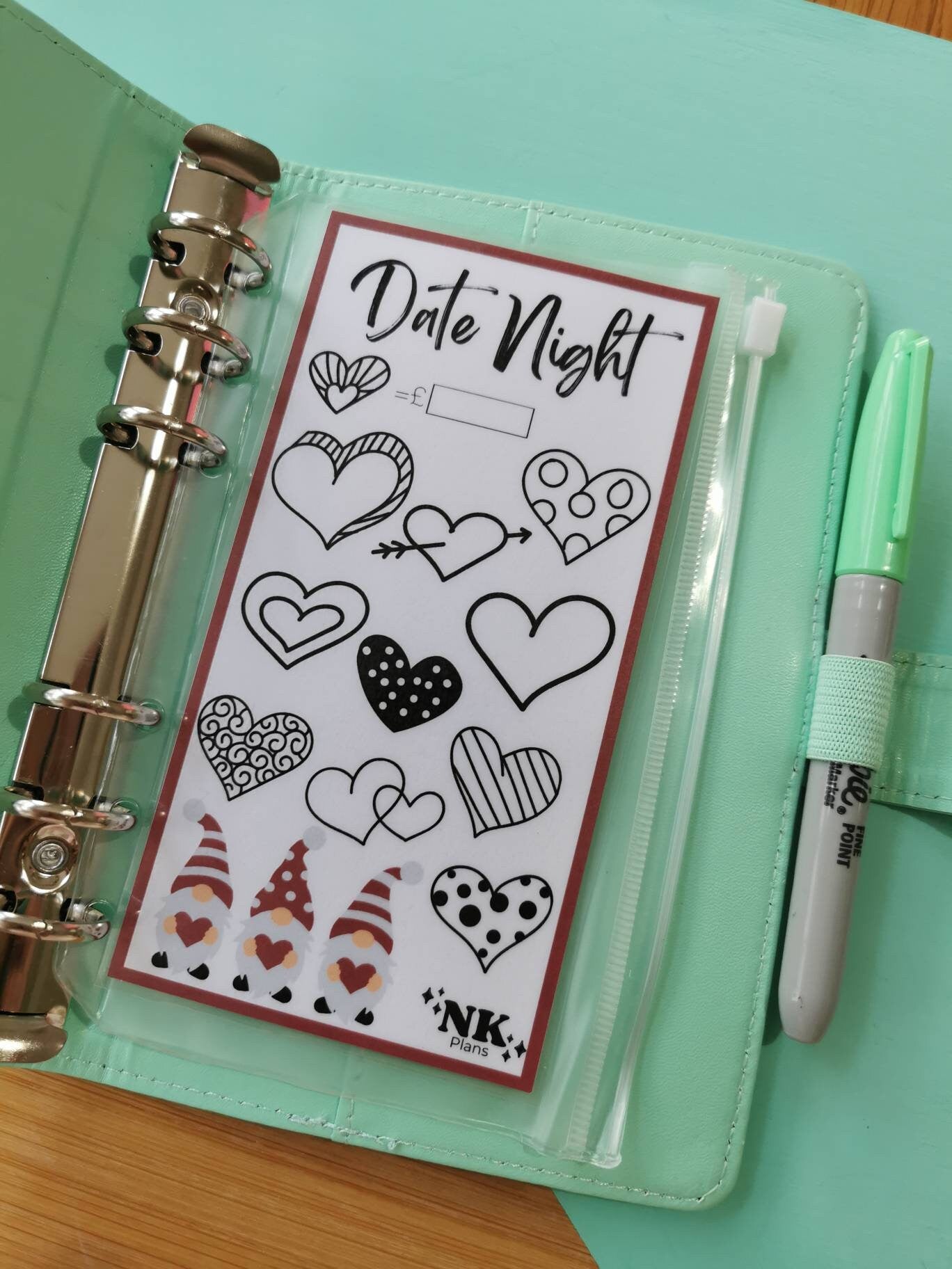 Date Night savings tracker. savings tracker, A6 savings tracker. budgeting.