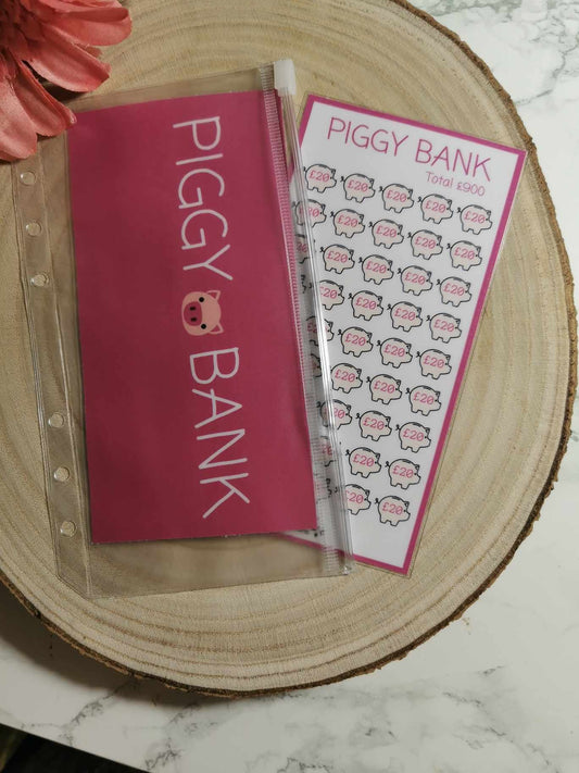 Piggy bank savings tracker. 900 savings tracker, A6 savings tracker. budgeting.