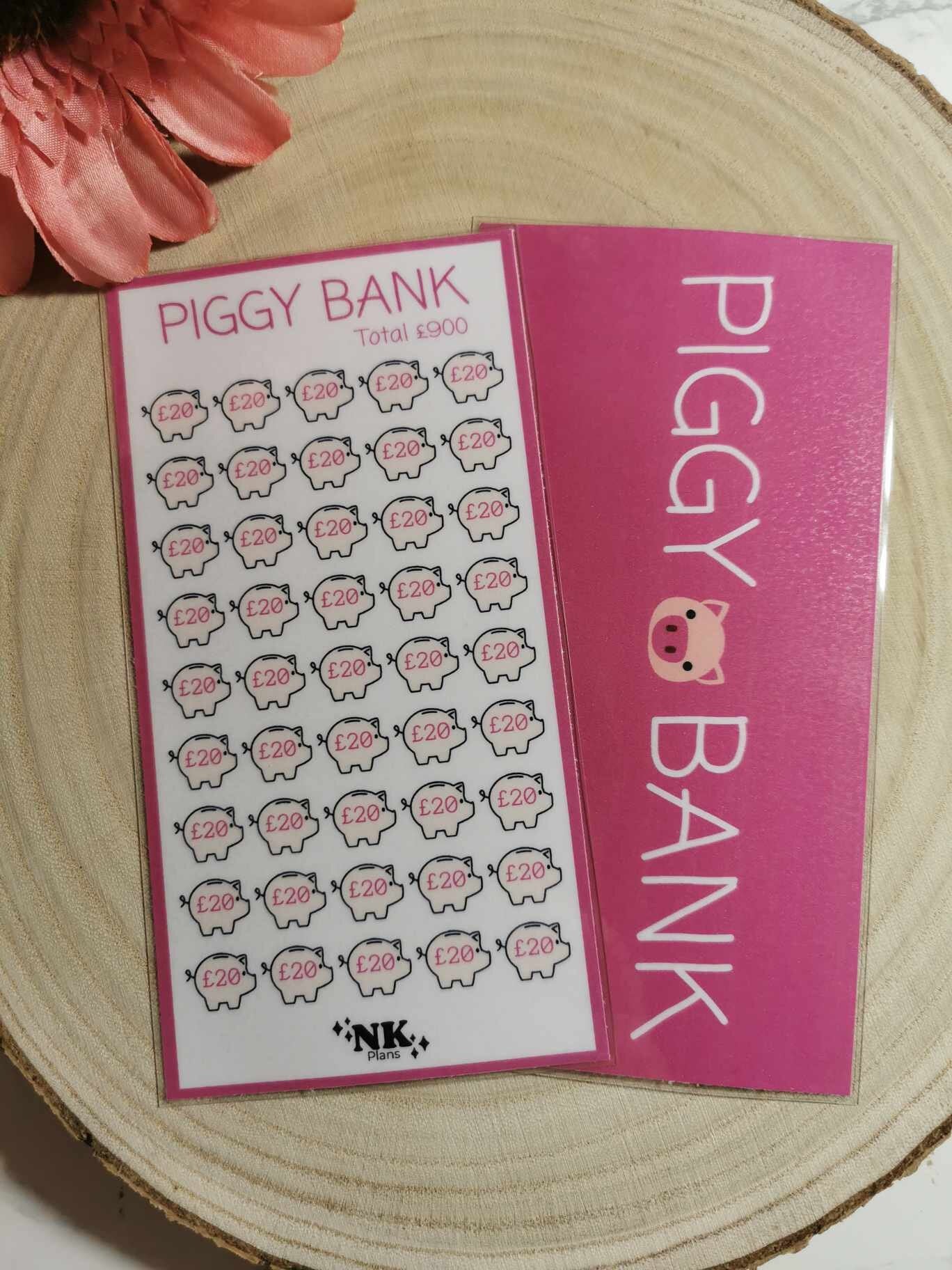 Piggy bank savings tracker. 900 savings tracker, A6 savings tracker. budgeting.