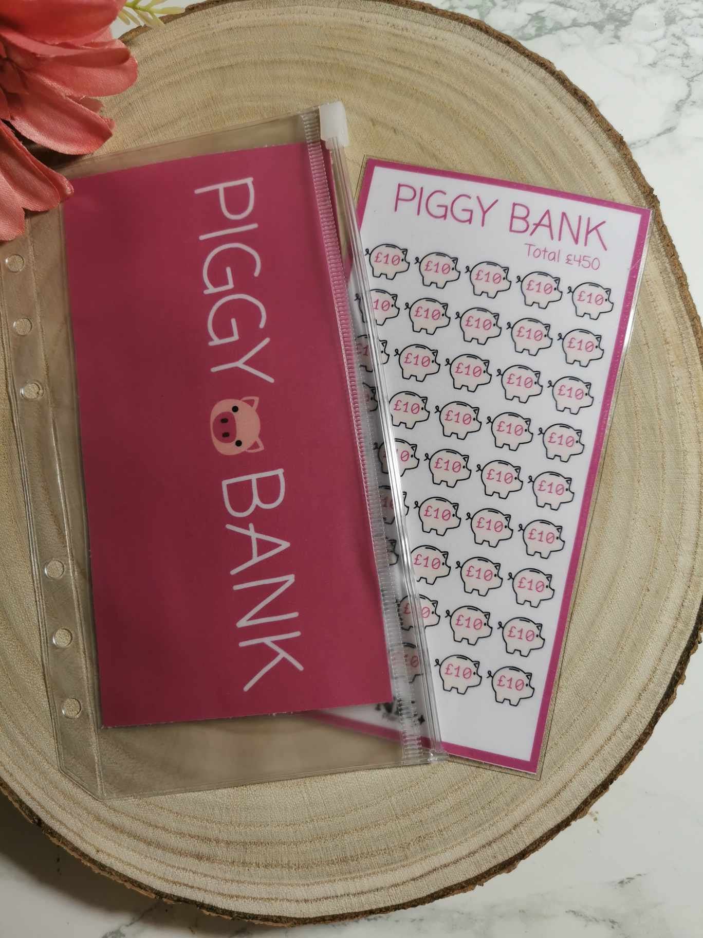 Piggy bank savings tracker. 450 savings tracker, A6 savings tracker. budgeting.