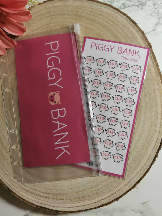 Piggy bank savings tracker. 450 savings tracker, A6 savings tracker. budgeting.