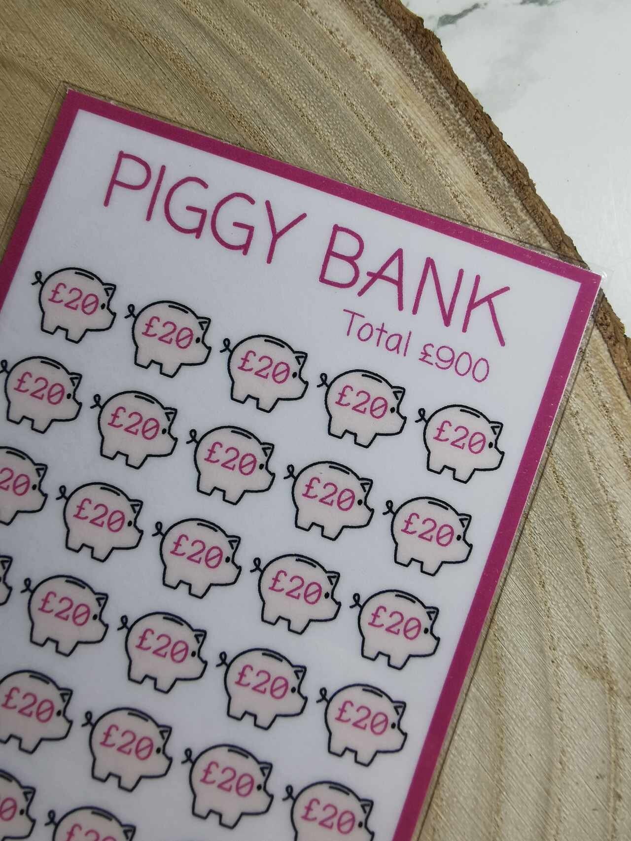 Piggy bank savings tracker. 900 savings tracker, A6 savings tracker. budgeting.