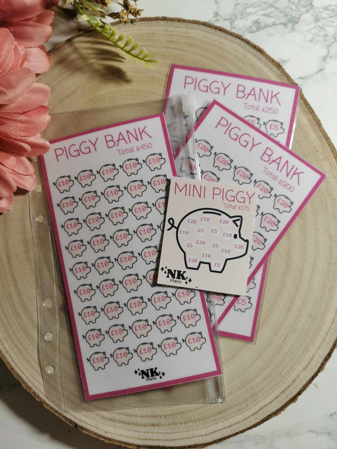 Piggy bank savings tracker bundle. savings tracker, A6 savings tracker. budgeting.